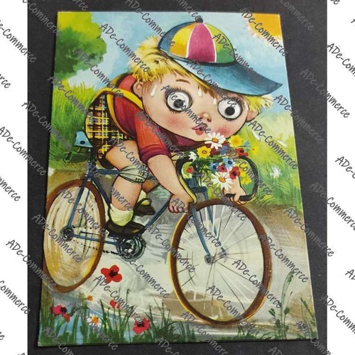 Postcard with eyes child on - with,